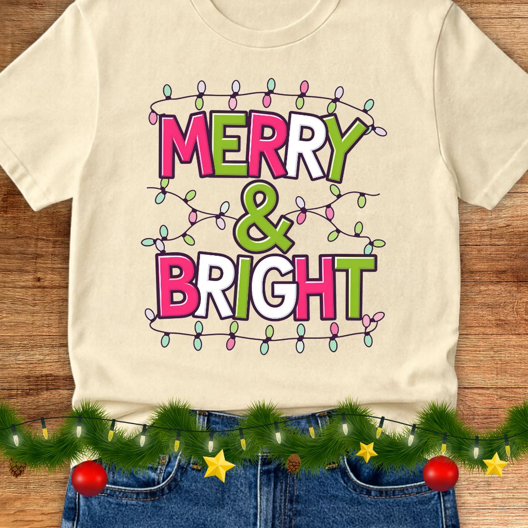 Christmas Merry and Bright Teacher Shirt - teachngear