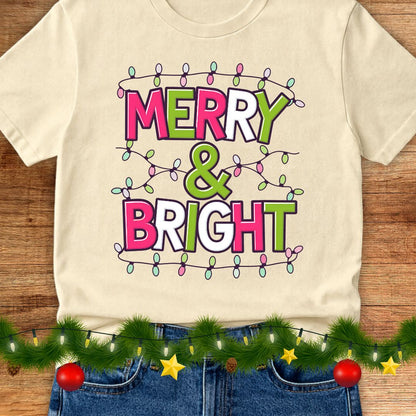 Christmas Merry and Bright Teacher Shirt - teachngear