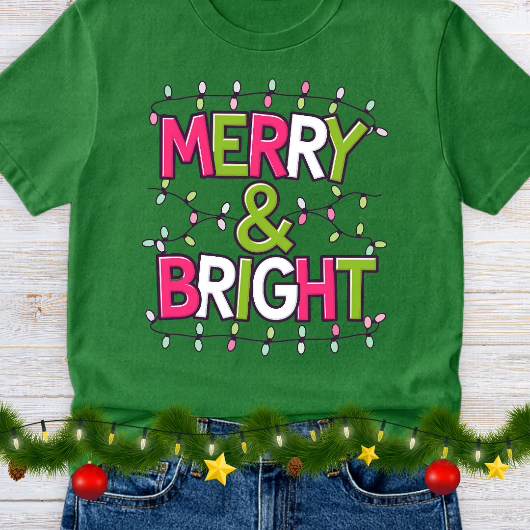 Christmas Merry and Bright Teacher Shirt - teachngear