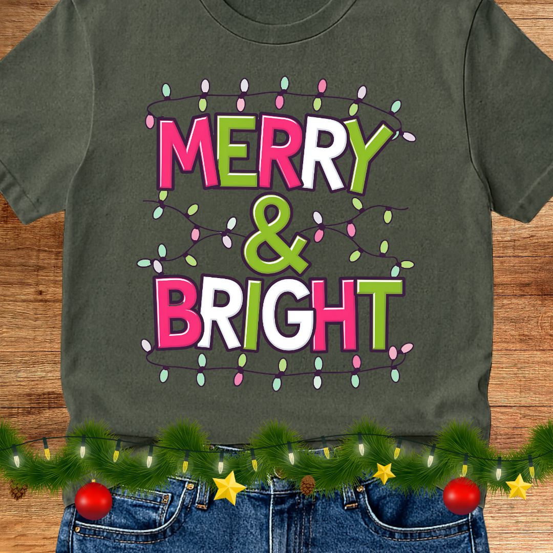 Christmas Merry and Bright Teacher Shirt - teachngear