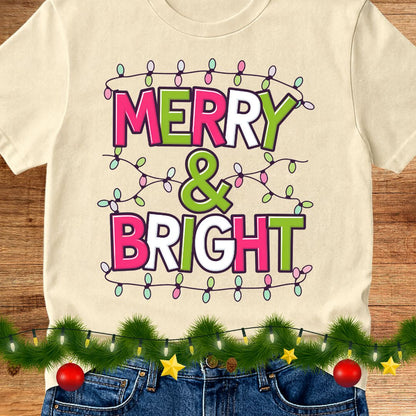 Christmas Merry and Bright Teacher Shirt - teachngear