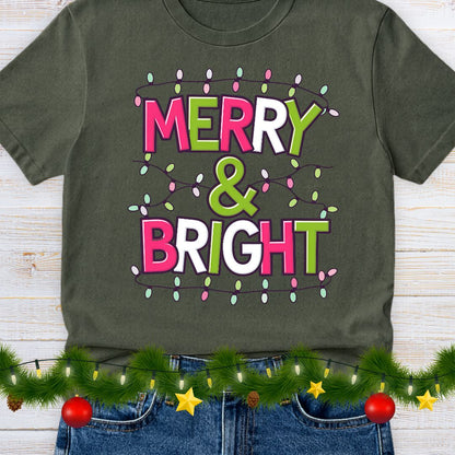 Christmas Merry and Bright Teacher Shirt - teachngear