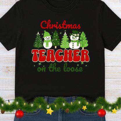 Christmas Teacher on the Loose Teacher Shirt - teachngear