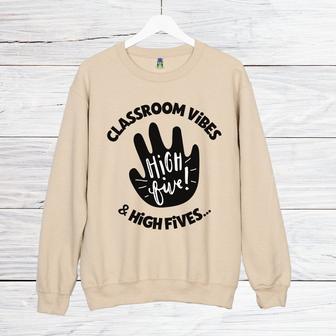 Classroom Vibes and High Fives Teacher Sweatshirt - teachngear