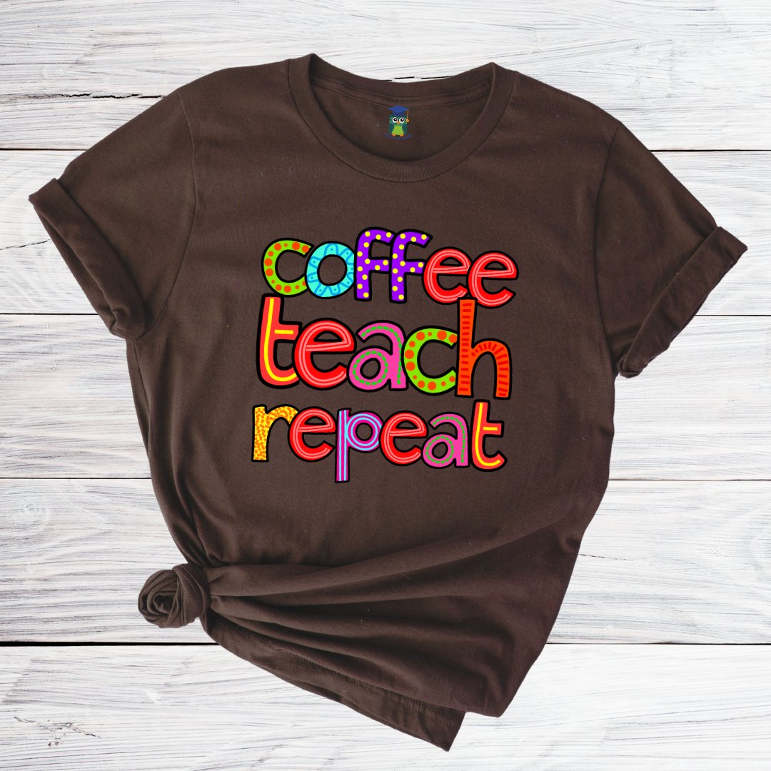 Coffee Teach Repeat Teacher Shirt - teachngear