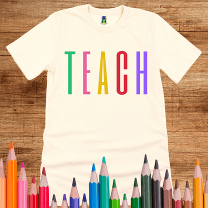 Colored Tall Teach Teacher Shirt - teachngear