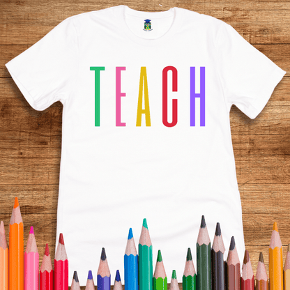 Colored Tall Teach Teacher Shirt - teachngear