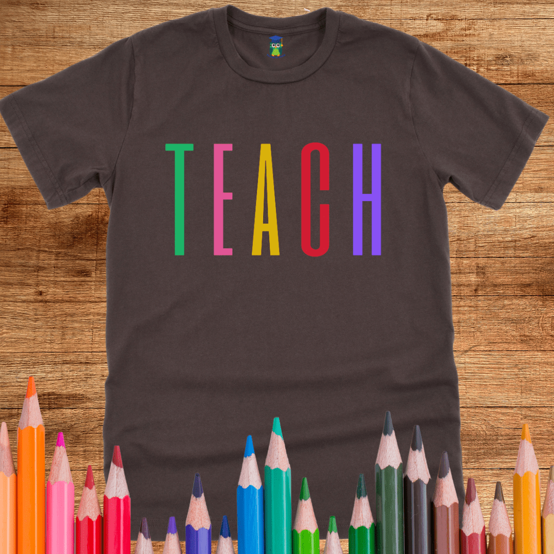 Colored Tall Teach Teacher T-Shirt - teachngear