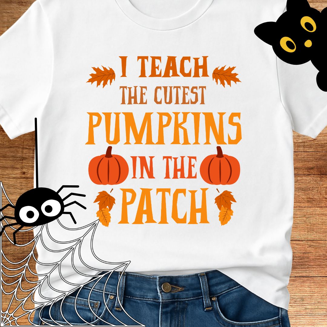 Cutest Pumpkins in the Patch Halloween Teacher T-Shirt - teachngear