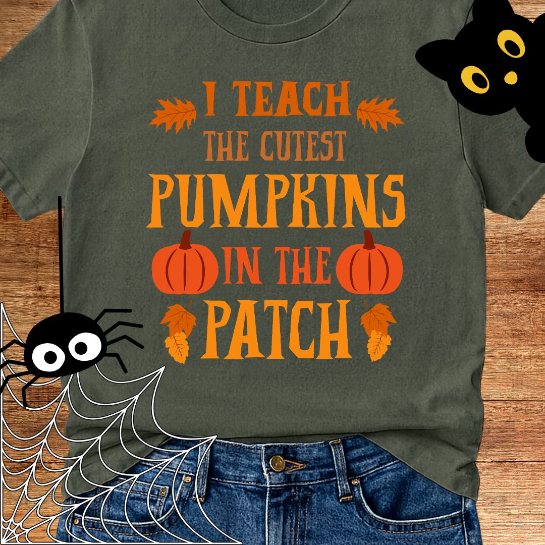 Cutest Pumpkins in the Patch Halloween Teacher T-Shirt - teachngear