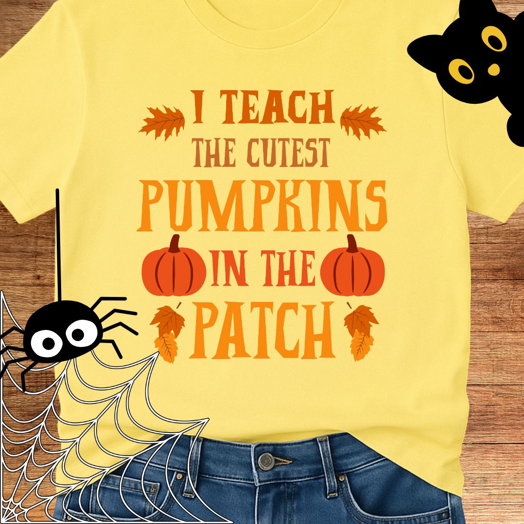 Cutest Pumpkins in the Patch Halloween Teacher T-Shirt - teachngear