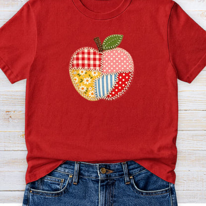 Faux Patchwork Apple Teacher T-Shirt - teachngear