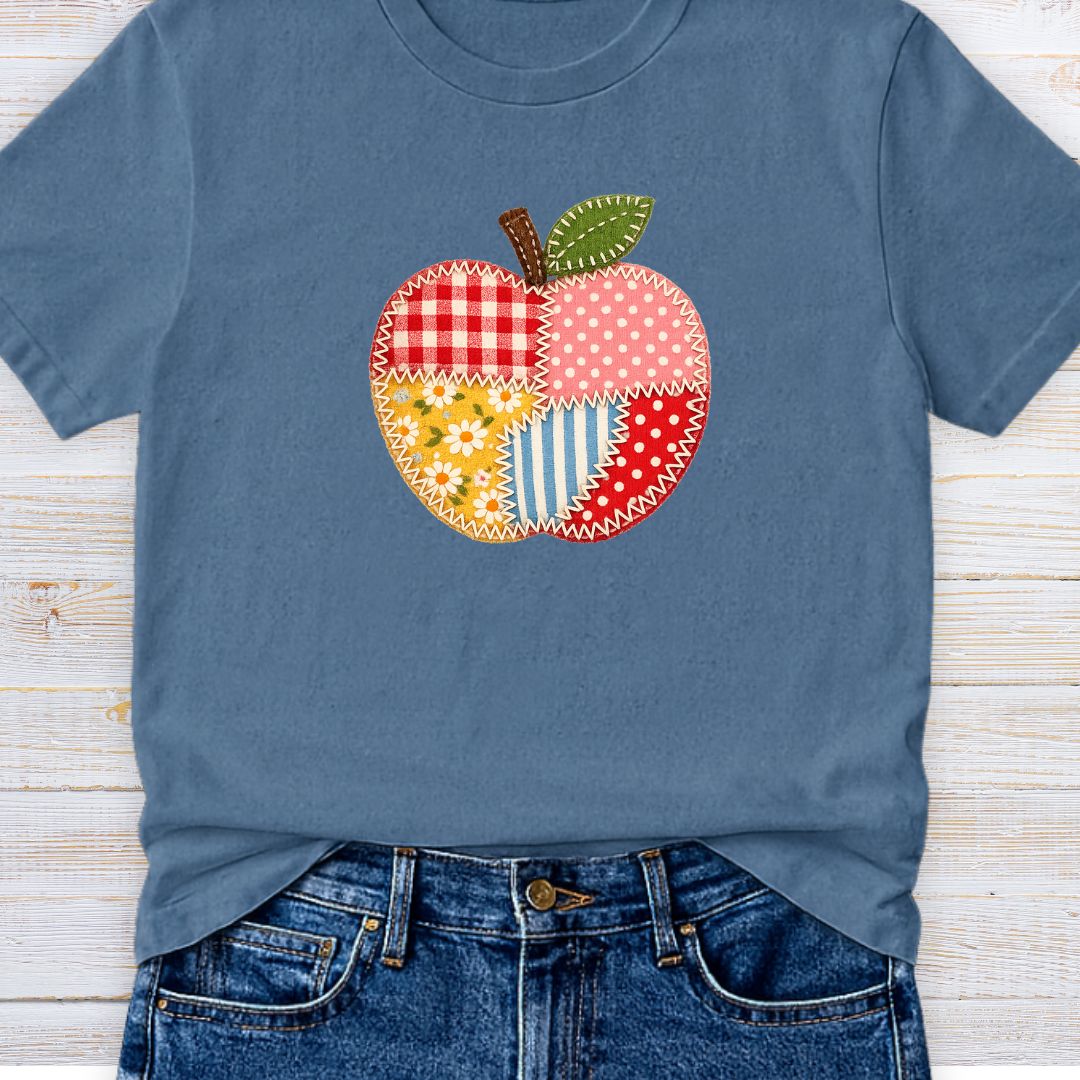 Faux Patchwork Apple Teacher T-Shirt - teachngear