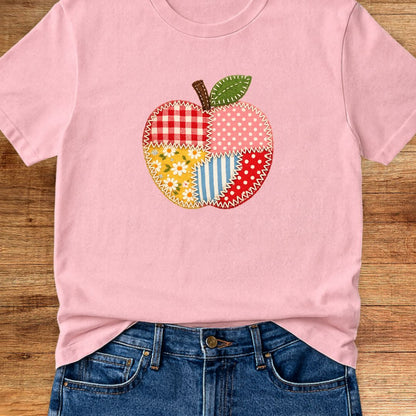 Faux Patchwork Apple Teacher T-Shirt - teachngear
