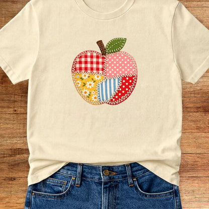 Faux Patchwork Apple Teacher T-Shirt - teachngear