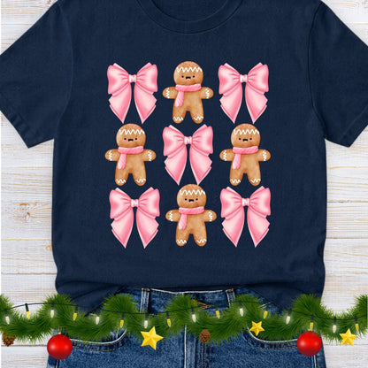 Gingerbread and Bows Christmas Teacher Shirt - teachngear