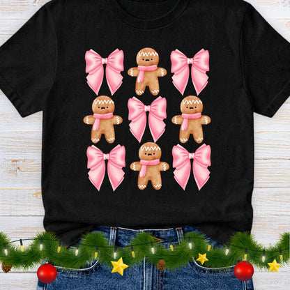 Gingerbread and Bows Christmas Teacher Shirt - teachngear