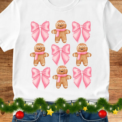 Gingerbread and Bows Christmas Teacher Shirt - teachngear