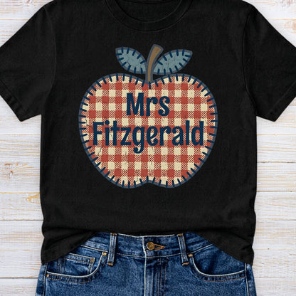 Gingham Apple Personalized Teacher T-Shirt - teachngear
