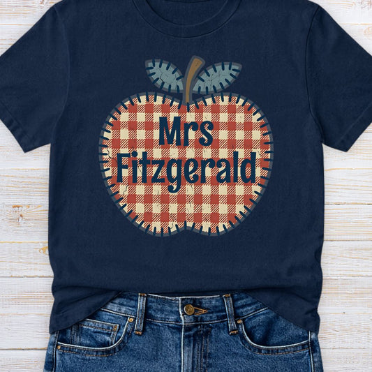 Gingham Apple Personalized Teacher T-Shirt - teachngear