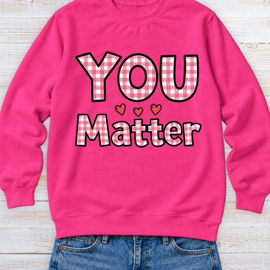Gingham You Matter Teacher Sweatshirt - teachngear