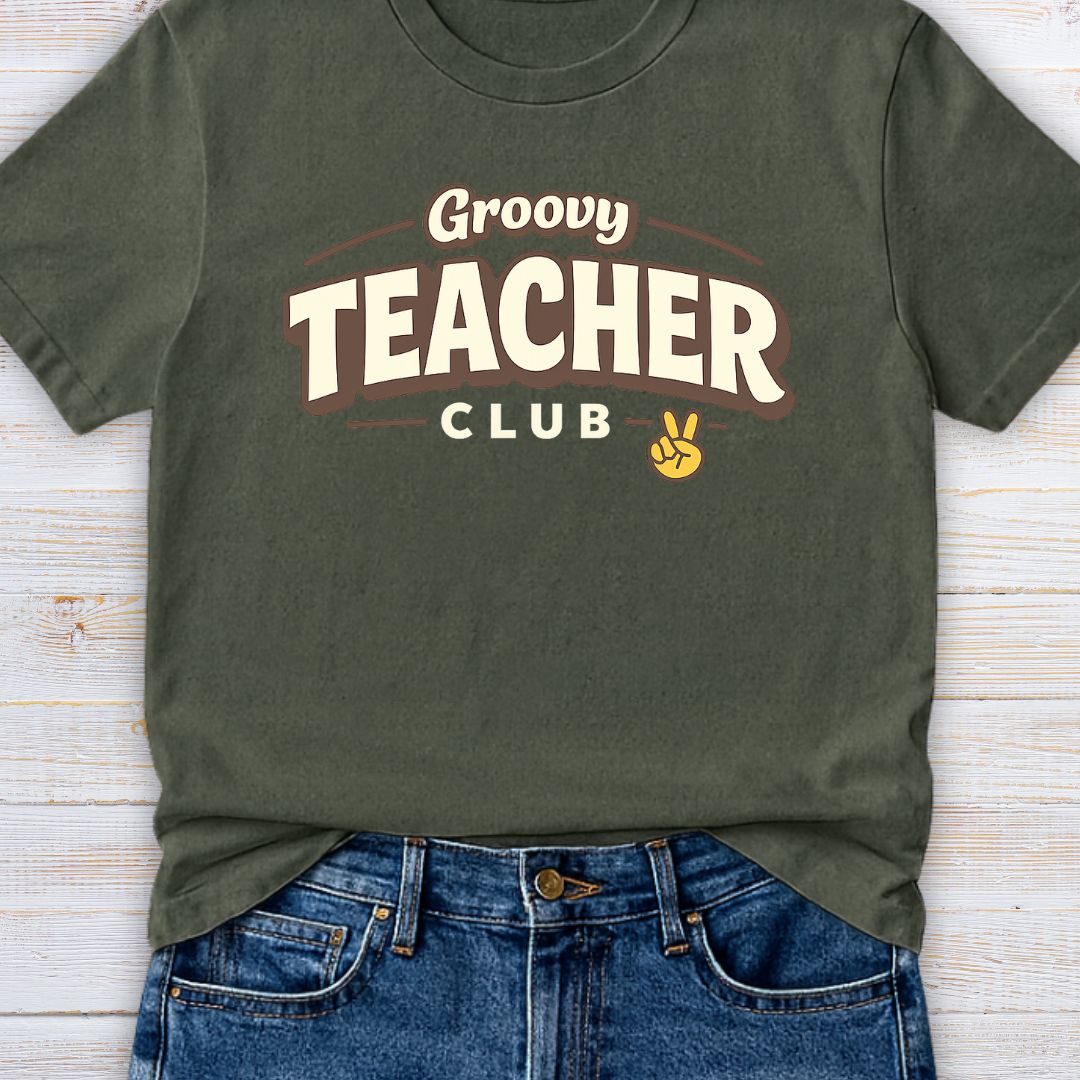 Groovy Teacher Club Teacher T-Shirt - teachngear