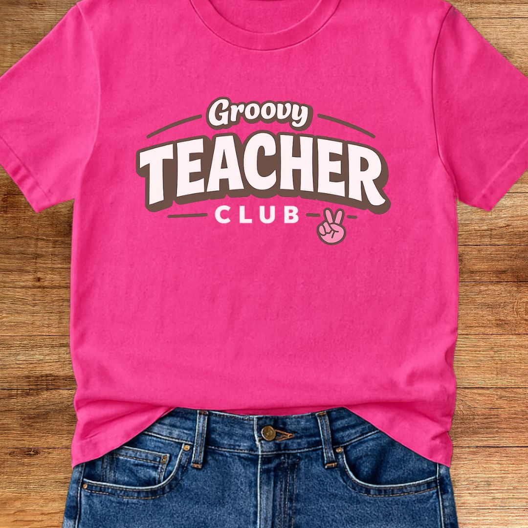 Groovy Teacher Club Teacher T-Shirt - teachngear