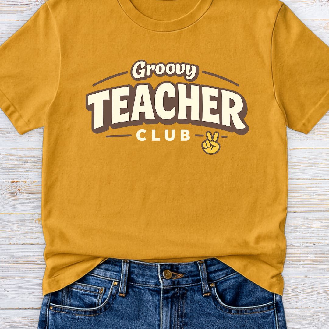 Groovy Teacher Club Teacher T-Shirt - teachngear
