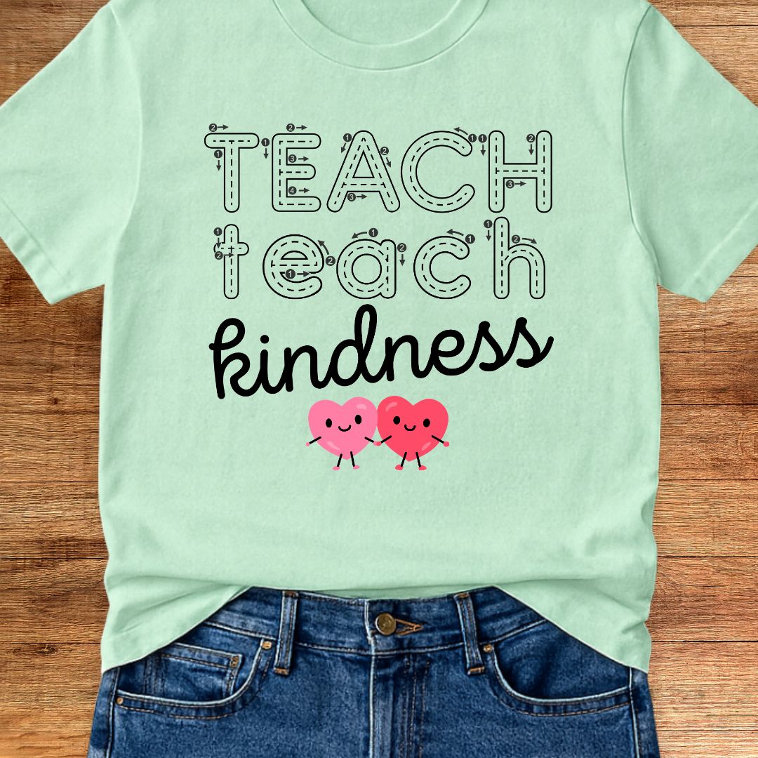 Handwriting Teach Kindness Teacher T-Shirt - teachngear