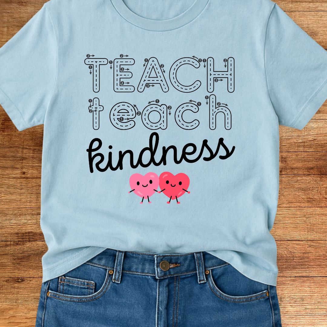 Handwriting Teach Kindness Teacher T-Shirt - teachngear