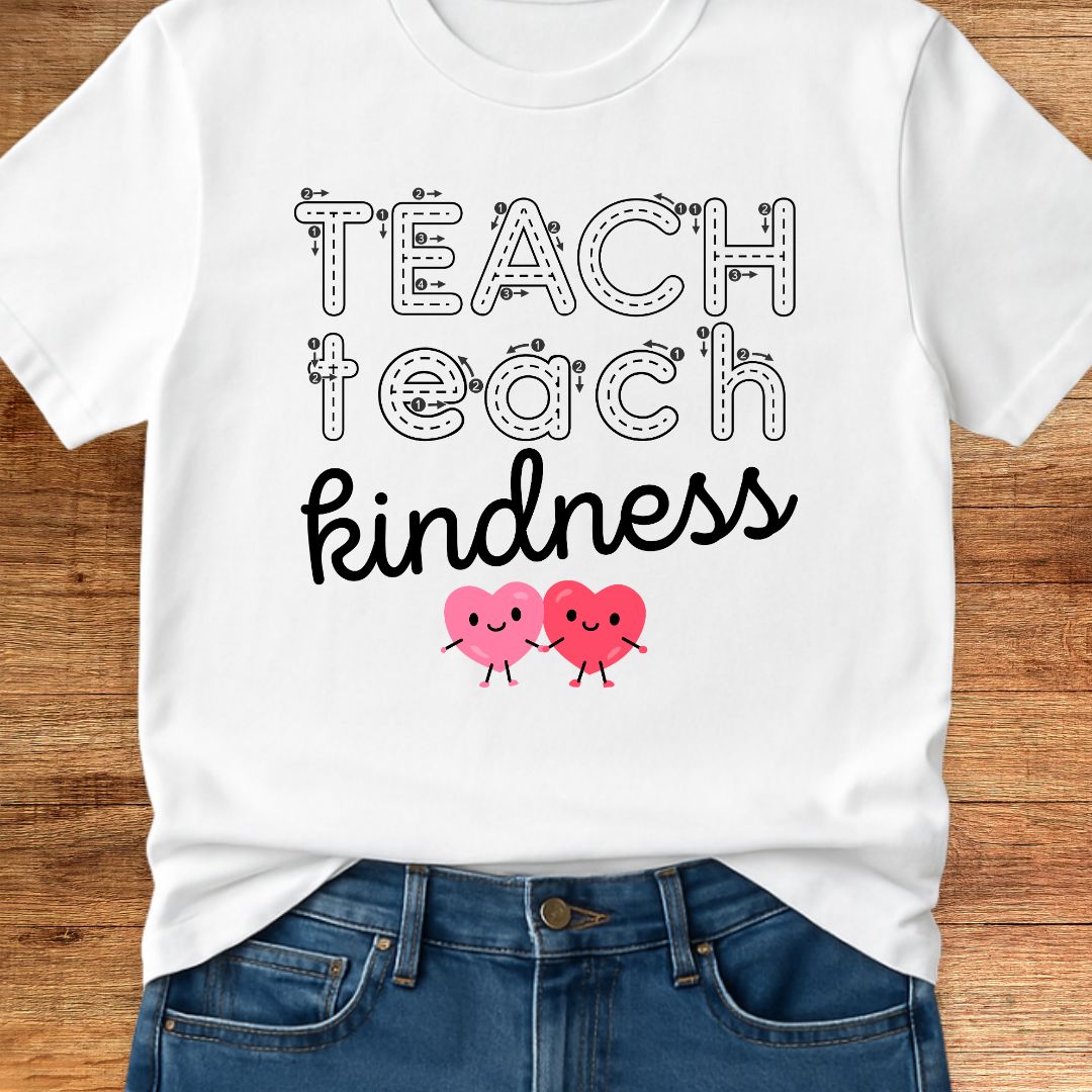 Handwriting Teach Kindness Teacher T-Shirt - teachngear