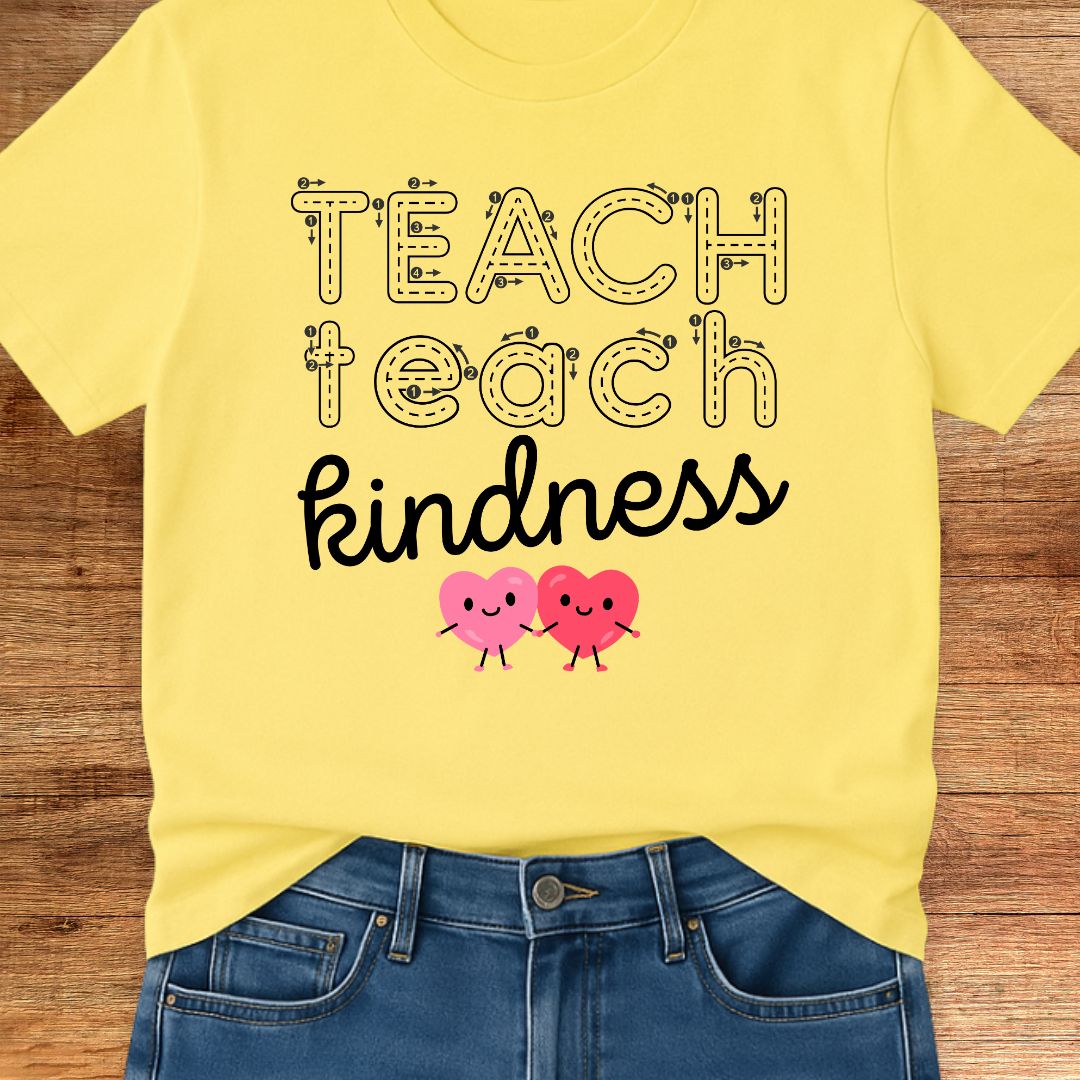 Handwriting Teach Kindness Teacher T-Shirt - teachngear