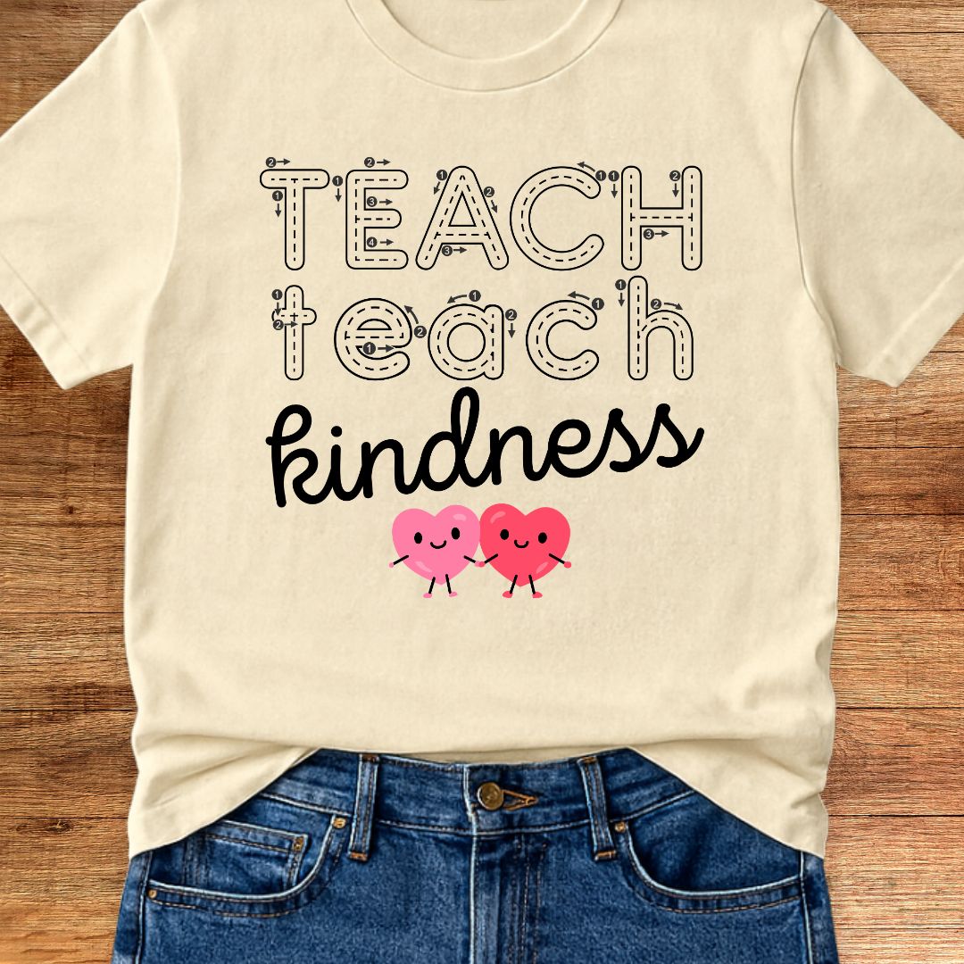 Handwriting Teach Kindness Teacher T-Shirt - teachngear