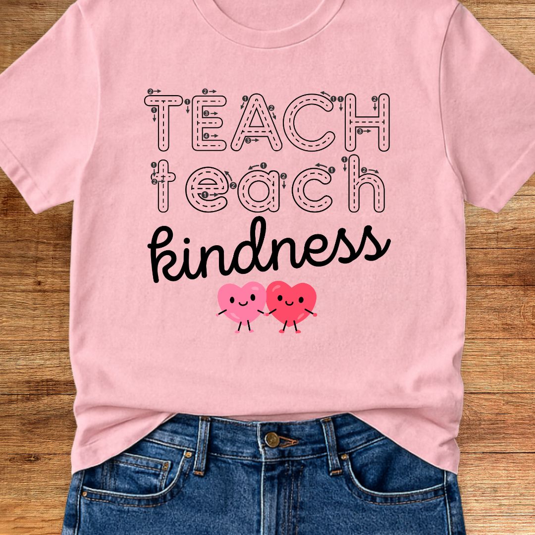 Handwriting Teach Kindness Teacher T-Shirt - teachngear