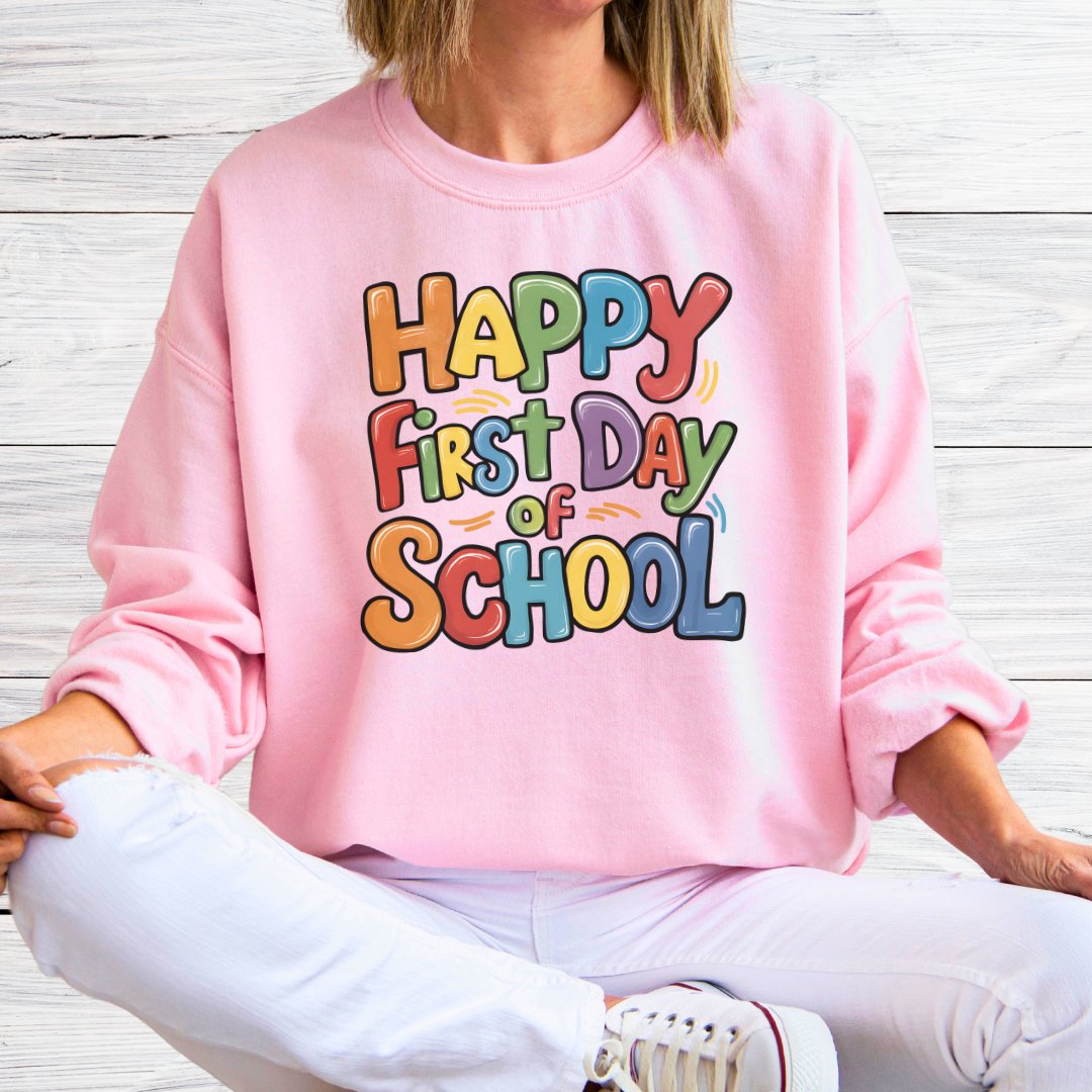 Happy First Day of School Teacher Sweatshirt - teachngear