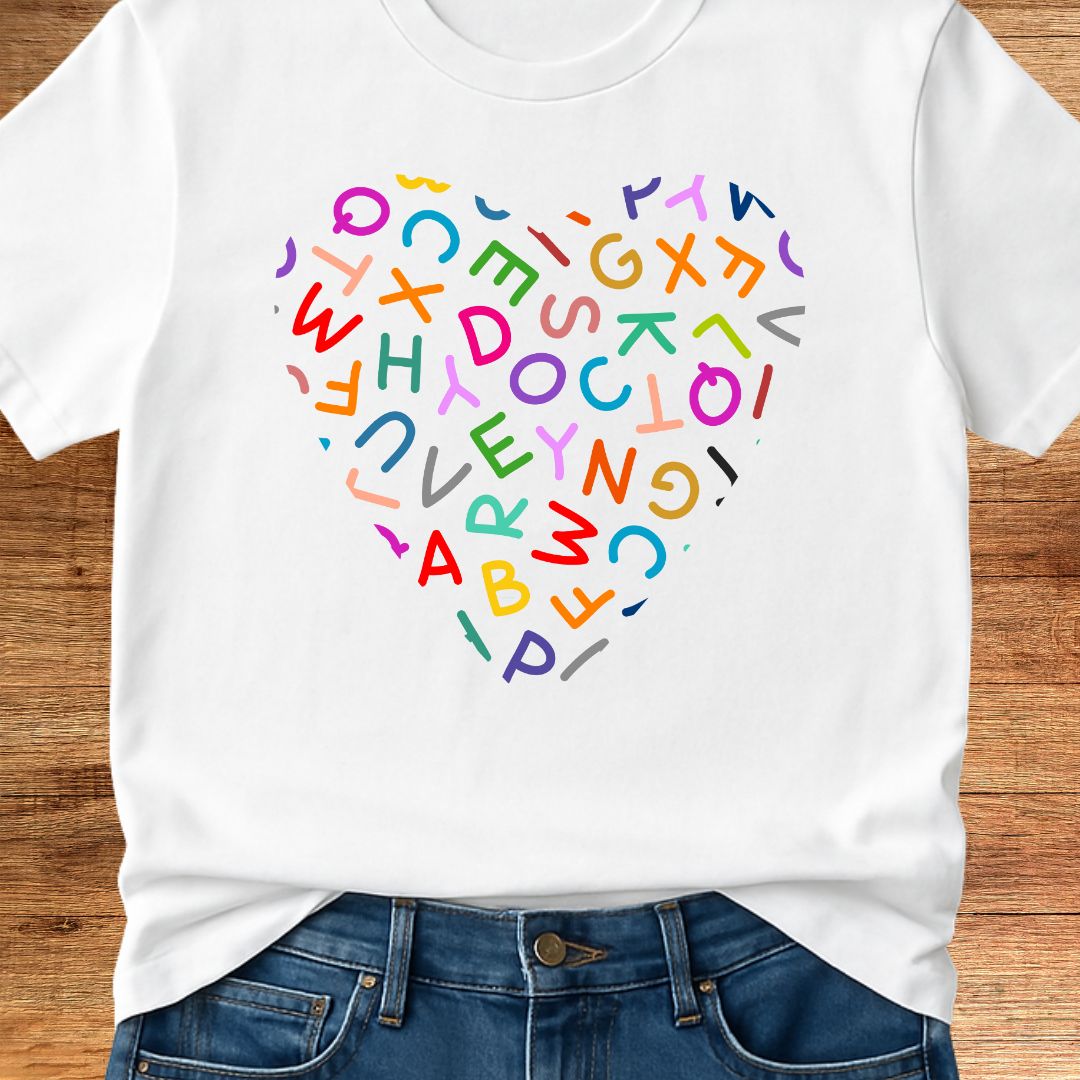 Heart Letters Teacher T-Shirt - teachngear