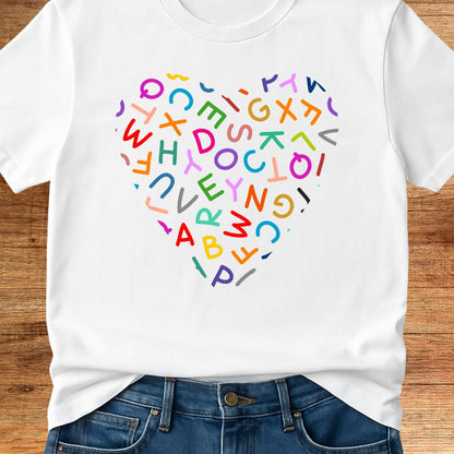 Heart Letters Teacher T-Shirt - teachngear