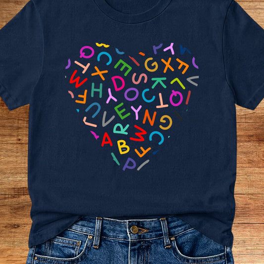 Heart Letters Teacher T-Shirt - teachngear
