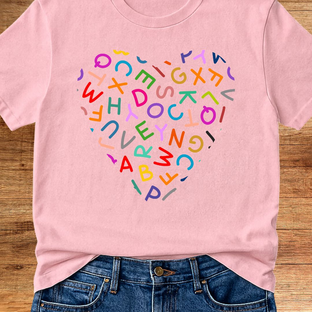 Heart Letters Teacher T-Shirt - teachngear