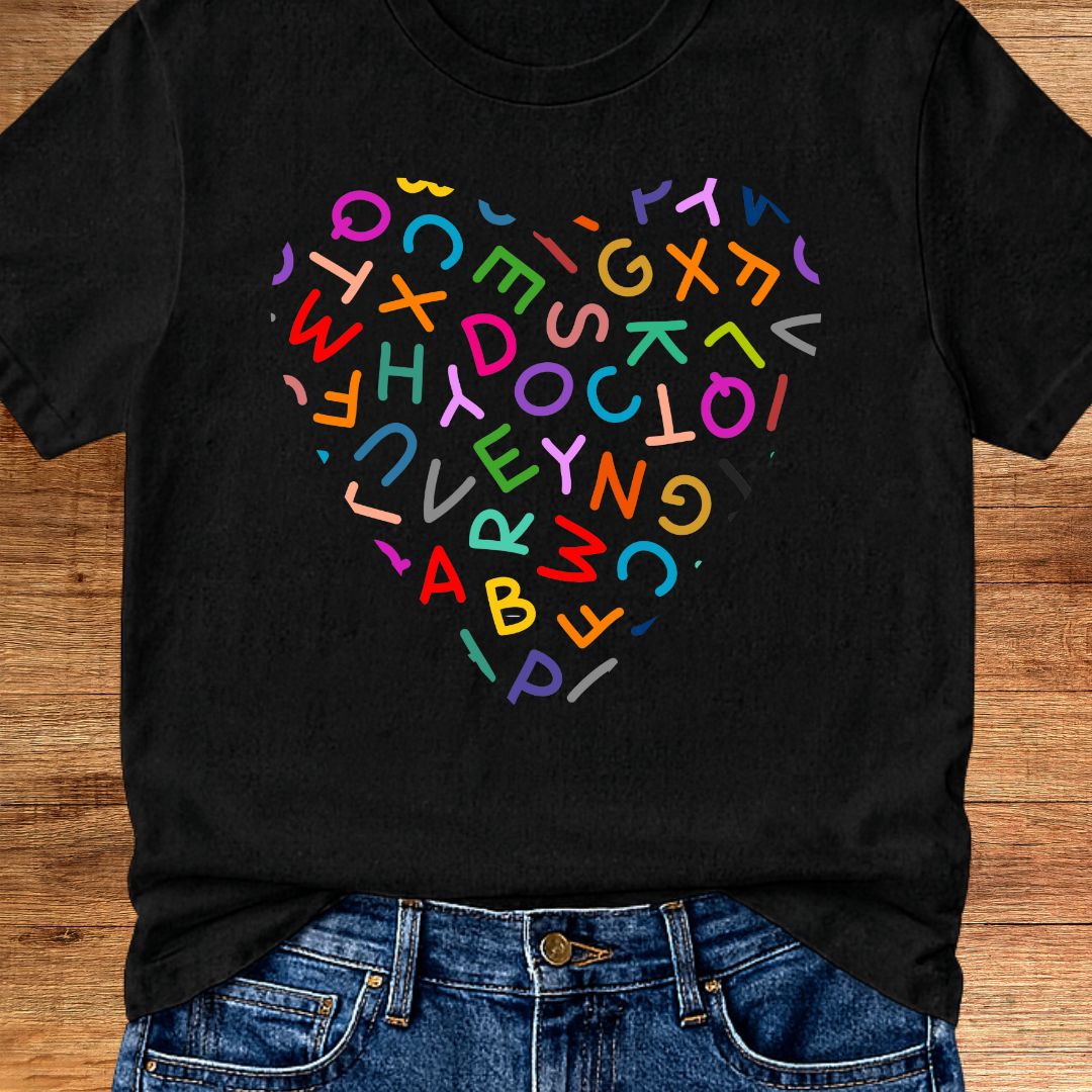 Heart Letters Teacher T-Shirt - teachngear
