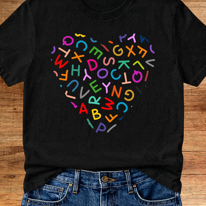 Heart Letters Teacher T-Shirt - teachngear
