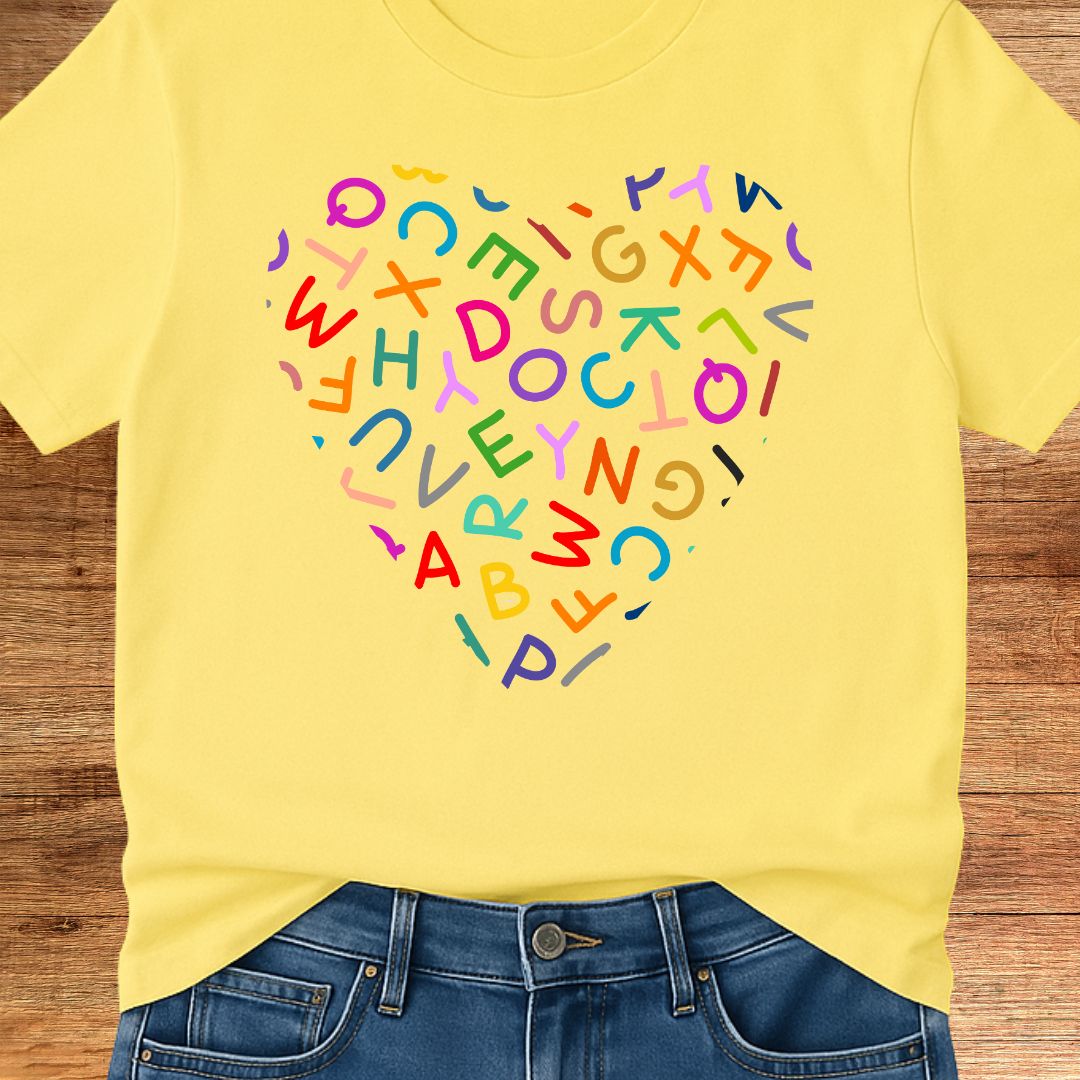 Heart Letters Teacher T-Shirt - teachngear