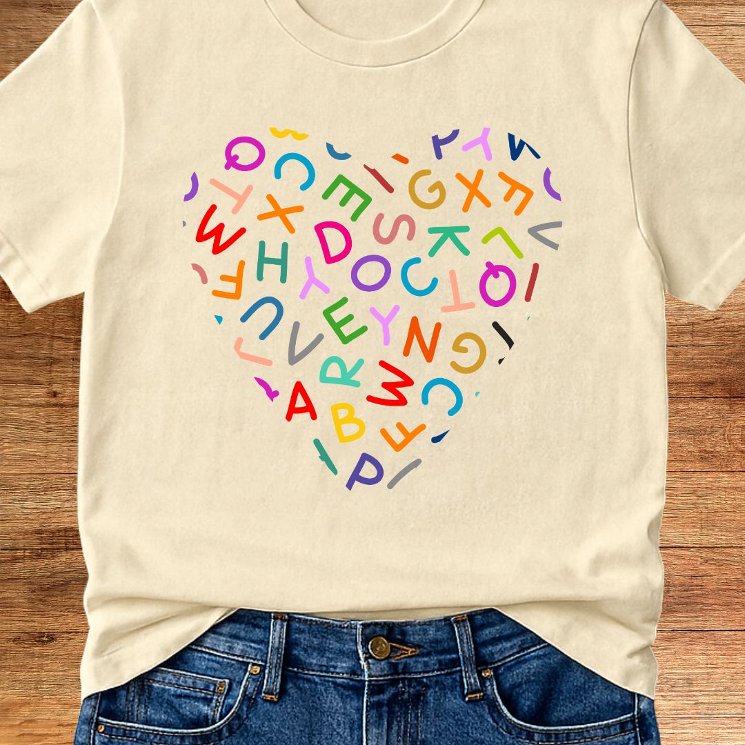 Heart Letters Teacher T-Shirt - teachngear