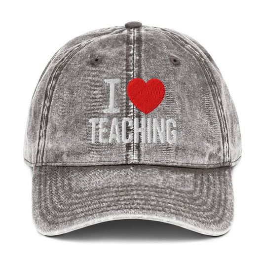 I Love Teaching Embroidered Cotton Twill Cap - teachngear