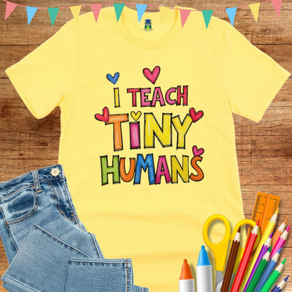 I Teach Tiny Humans Teacher T-Shirt - teachngear
