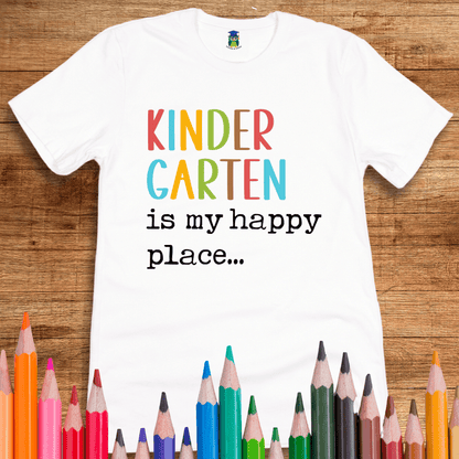 Kindergarten is my Happy Place Teacher Shirt - teachngear