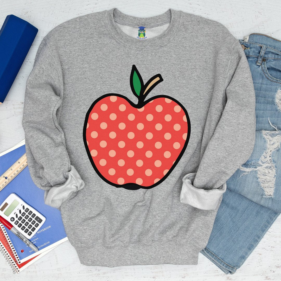 Large Spotty Apple Teacher Sweatshirt - teachngear