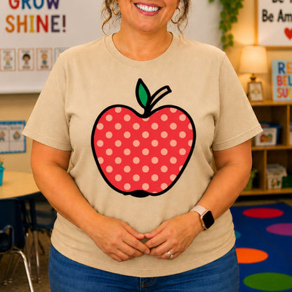 Large Spotty Apple Teacher T-Shirt - teachngear