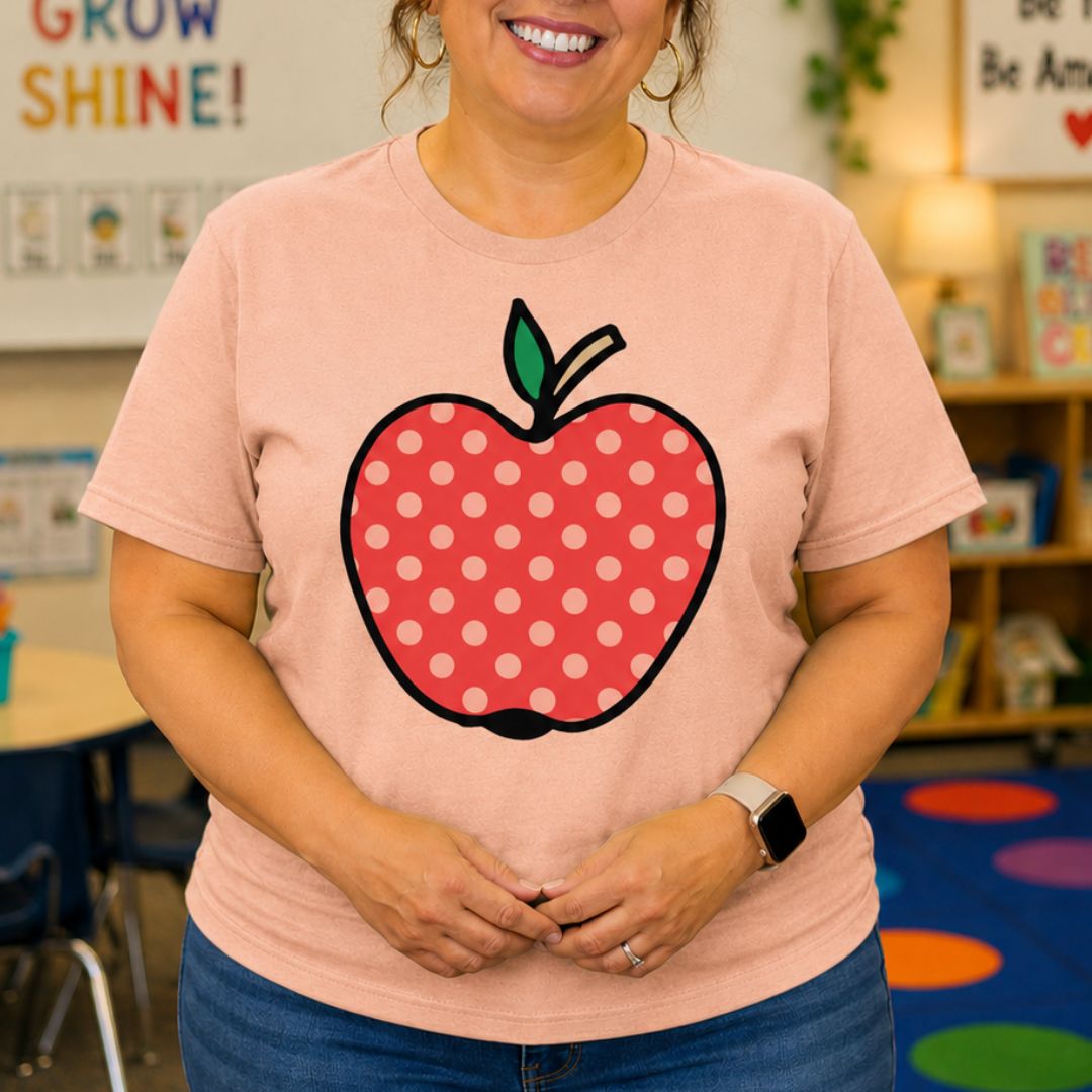 Large Spotty Apple Teacher T-Shirt - teachngear
