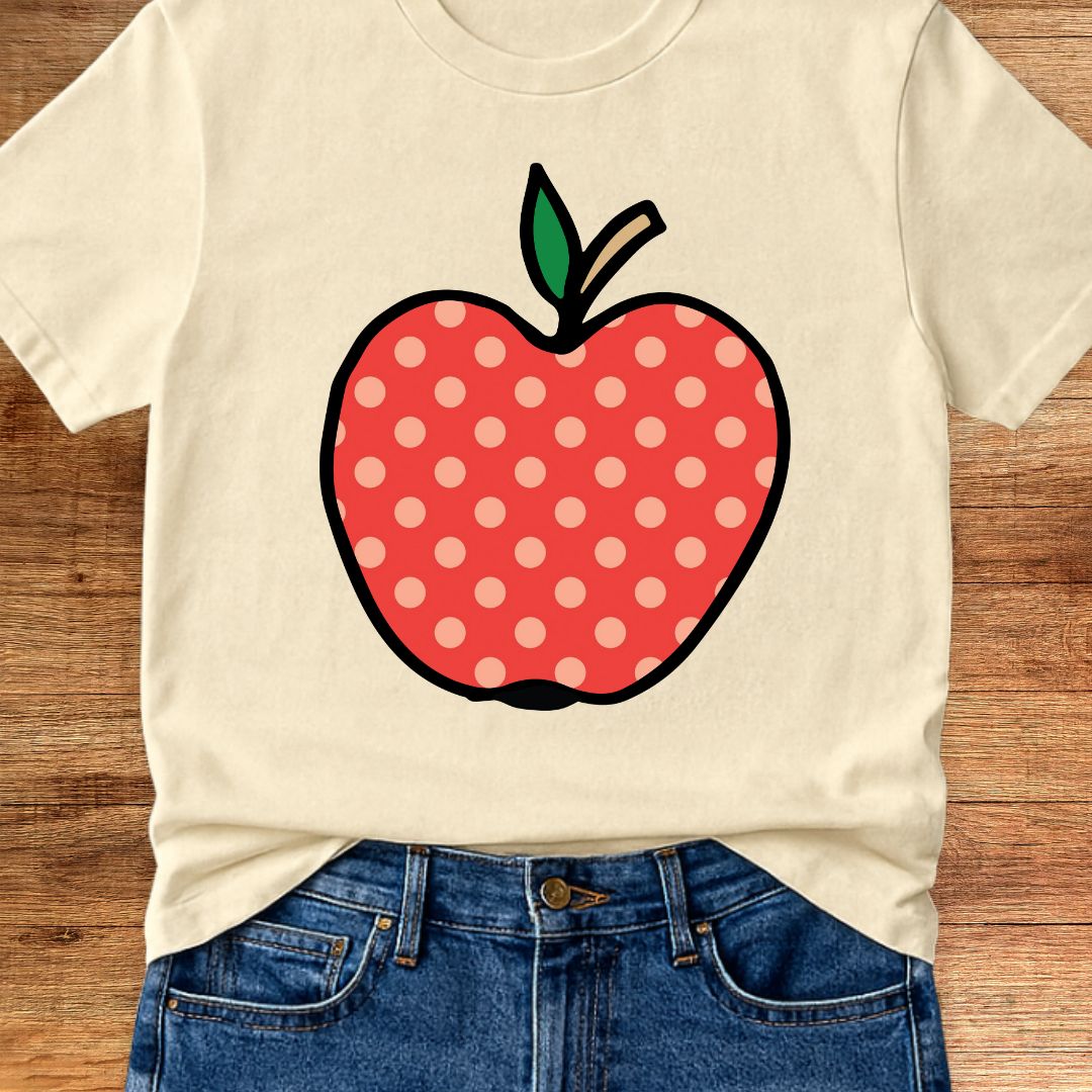 Large Spotty Apple Teacher T-Shirt - teachngear